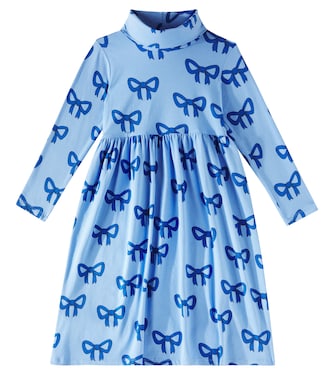 Bow turtleneck cotton-blend jersey dress | Mini Rodini