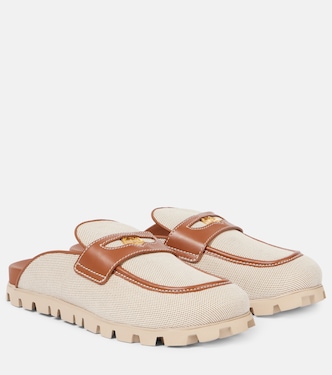 Mules en toile et cuir | Miu Miu