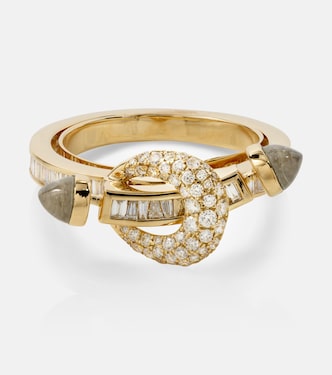 Chakra 18kt gold ring with diamonds and quartz | Ananya