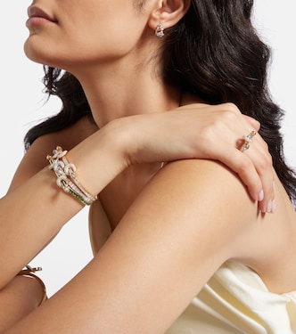 Anello Chakra in oro 18kt con diamanti, smeraldi e quarzi | Ananya