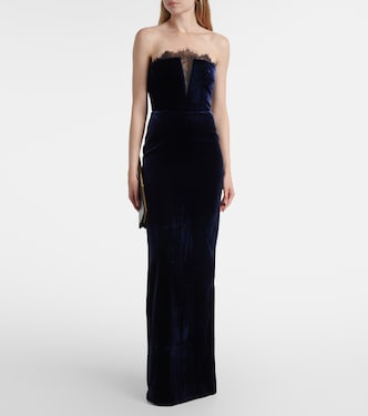 Lace-trimmed velvet corset gown | Roland Mouret