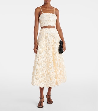 Floral-appliqué midi skirt | Rotate