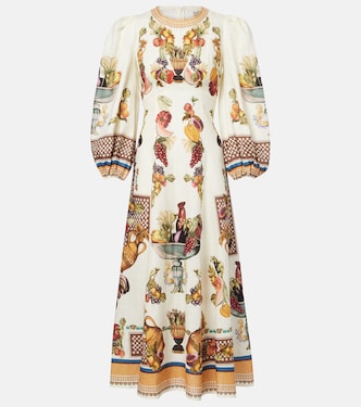 Bedrucktes Midikleid Mercado aus Leinen | Alémais