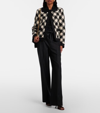 Bow-detail wool and mohair straight pants | Valentino