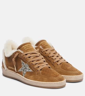 Ball Star shearling-trimmed suede sneakers | Golden Goose