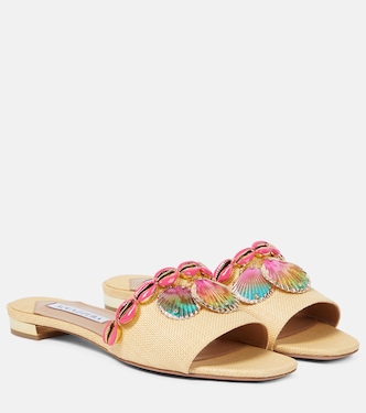 Off To Ibiza raffia slides | Aquazzura