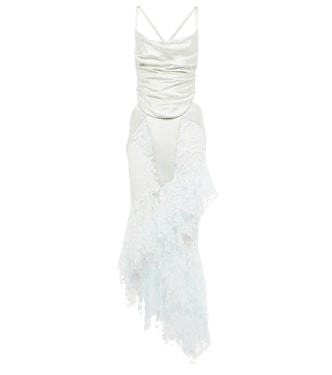 Lace-trimmed draped midi dress | Balmain