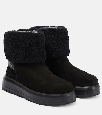 Shearling-trimmed suede ankle boots | Bogner