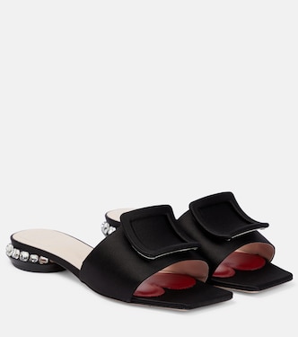 Mules Strass Heel in raso | Roger Vivier