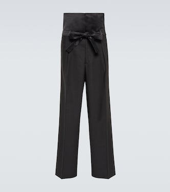 Pantalones rectos de lana de tiro alto | Wales Bonner