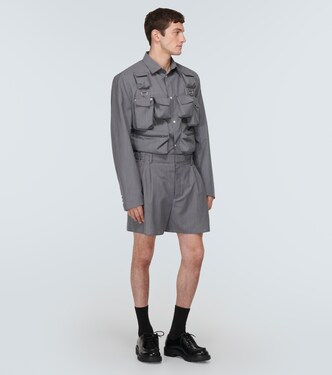 High-rise wool and mohair shorts | Prada