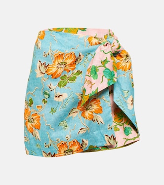 Minifalda envolvente Mana de lino floral | Alémais