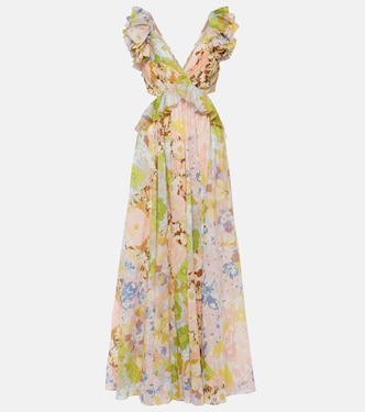 Vestido midi Pop de algodón floral con volantes | Zimmermann