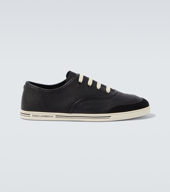 Suede-trimmed leather sneakers | Dolce&Gabbana