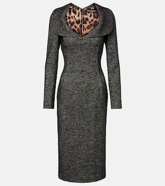 Herringbone wool-blend tweed midi dress | Dolce&Gabbana