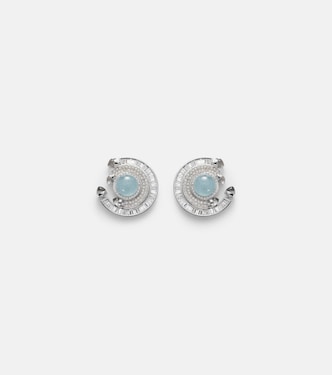 Chakra 18kt white gold earrings with pearls and gemstones | Ananya