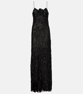 Floral-appliqué sequined gown | Rodarte