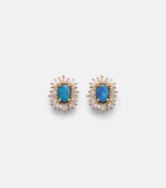 Flower Burst 18kt gold earrings with opal and diamonds | Suzanne Kalan