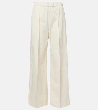 Pantaloni a gamba larga in cotone con pince | Jil Sander