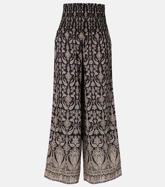 Callaway paisley shirred wide-leg pants | Veronica Beard