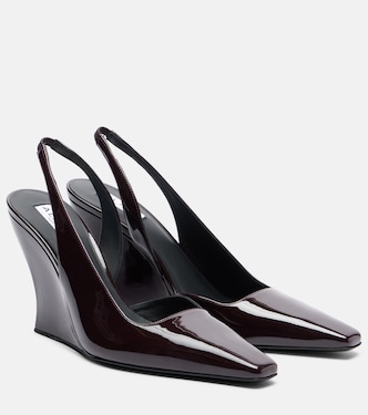 Patent leather wedge slingback pumps | Alaïa