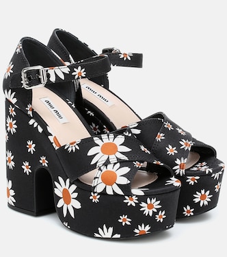 Daisy gabardine platform sandals | Miu Miu