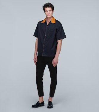 Leather-trimmed virgin wool sweatpants | Prada