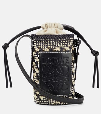 Borsa a tracolla Cylinder in rafia e pelle | Loewe