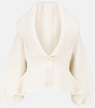 Cardigan in lana e cashmere con peplum | Alaïa