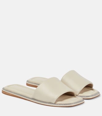 Sandali in pelle con decori | Brunello Cucinelli