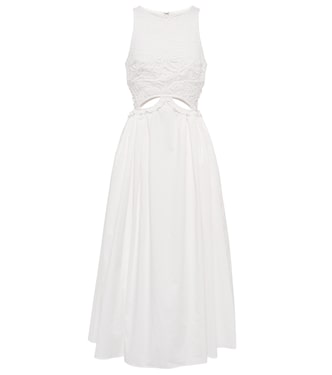 Lace-trimmed cutout cotton maxi dress | Self-Portrait