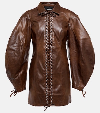 Lace-up faux leather minidress | Rotate