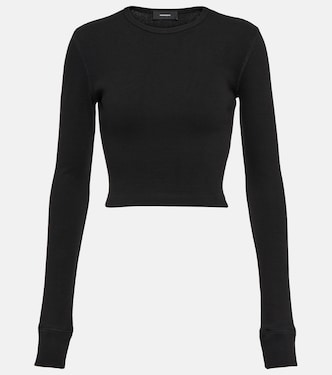 x Hailey Bieber - Top cropped HB in jersey di misto cotone | Wardrobe.NYC