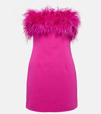 Feather-trimmed crêpe minidress | Rebecca Vallance