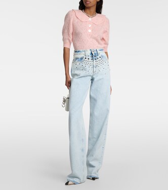 Crop top de mezcla de mohair adornado | Alessandra Rich
