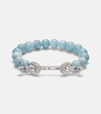 Bracciale Chakra in oro bianco 18kt con acquamarine e diamanti | Ananya