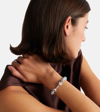 Chakra 18kt white gold bracelet with aquamarines and diamonds | Ananya