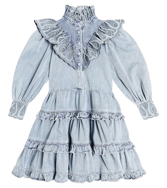 Ruffled embroidered chambray dress | Petite Amalie  