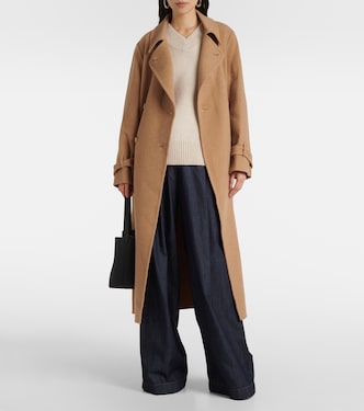 Belted double-breasted wool-blend coat | Vince