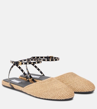 Ballerine in rafia con pelle | Alaïa