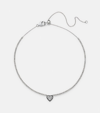 Heart 18kt white gold choker with diamonds | Kamyen