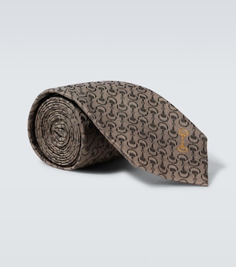 Cravatta Horsebit in jacquard di seta | Gucci