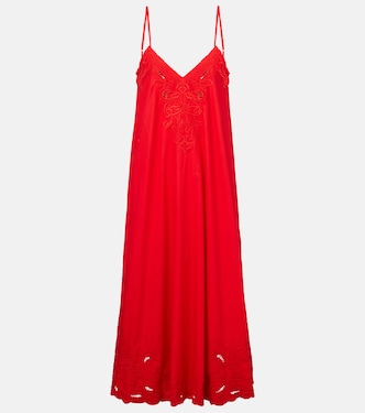 Embroidered cotton poplin midi dress | Juliet Dunn