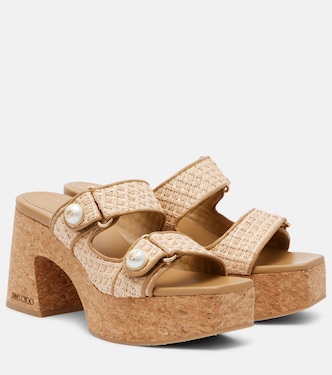 Fayence 95 leather wedge sandals | Jimmy Choo