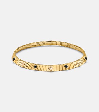 Halskette Bvlgari Tubogas aus 18kt Gelbgold mit Diamanten und Onyx | Bvlgari