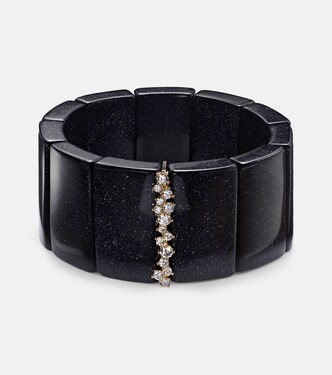 Blue goldstone and 14kt gold bracelet with diamonds | Sydney Evan