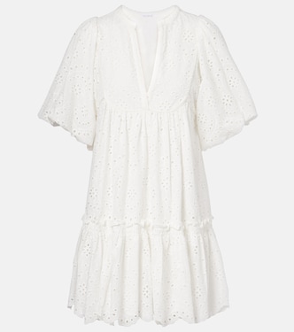 Vestido corto Cruz de algodón con bordado inglés | Poupette St Barth