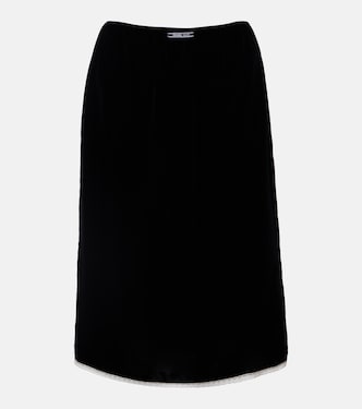 Jupe midi en velours et dentelle | Prada