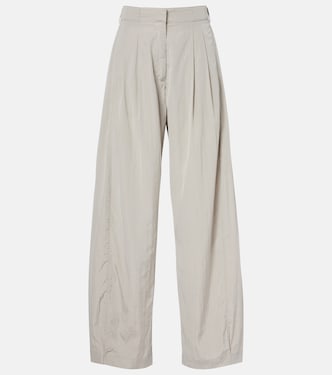 Pleated silk-blend straight pants | The Row