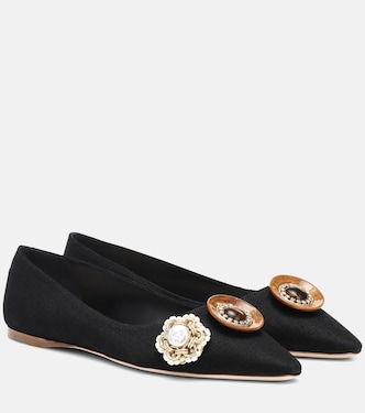 Embellished cotton ballet flats | Miu Miu